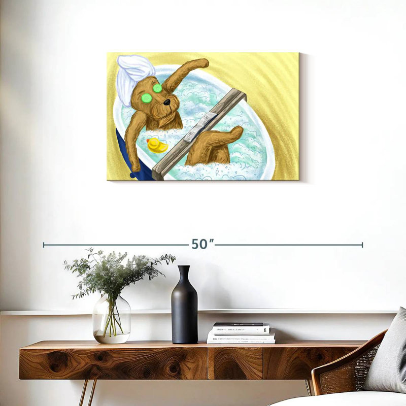 Dog In A Bubble Bath, 20" H x 30" W