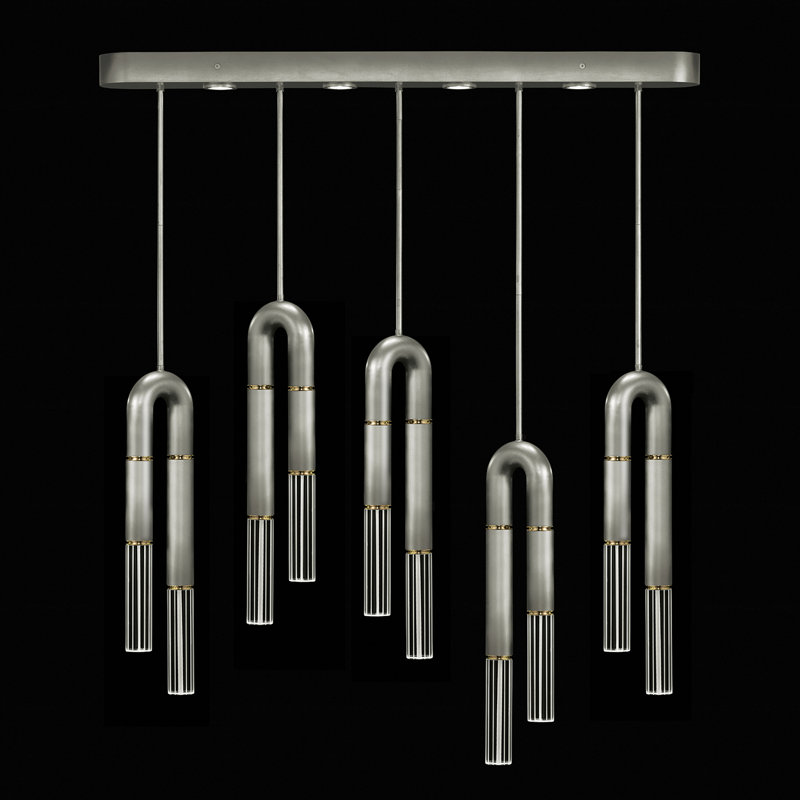 Luminaire suspendu linéaire 51,5 po Antonia, Feuille d'argent / laiton