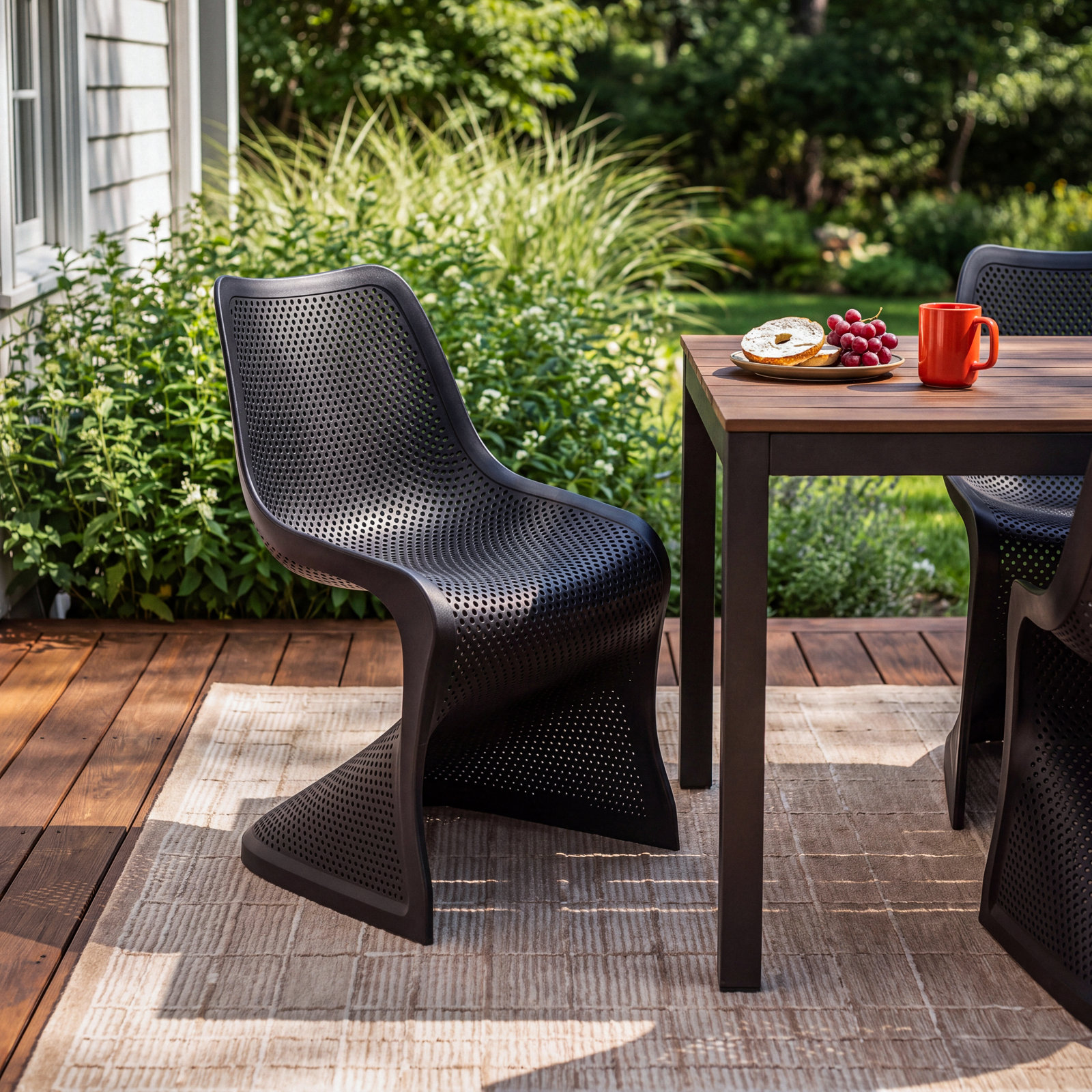 Spector Stackable Patio Side Chair, Black