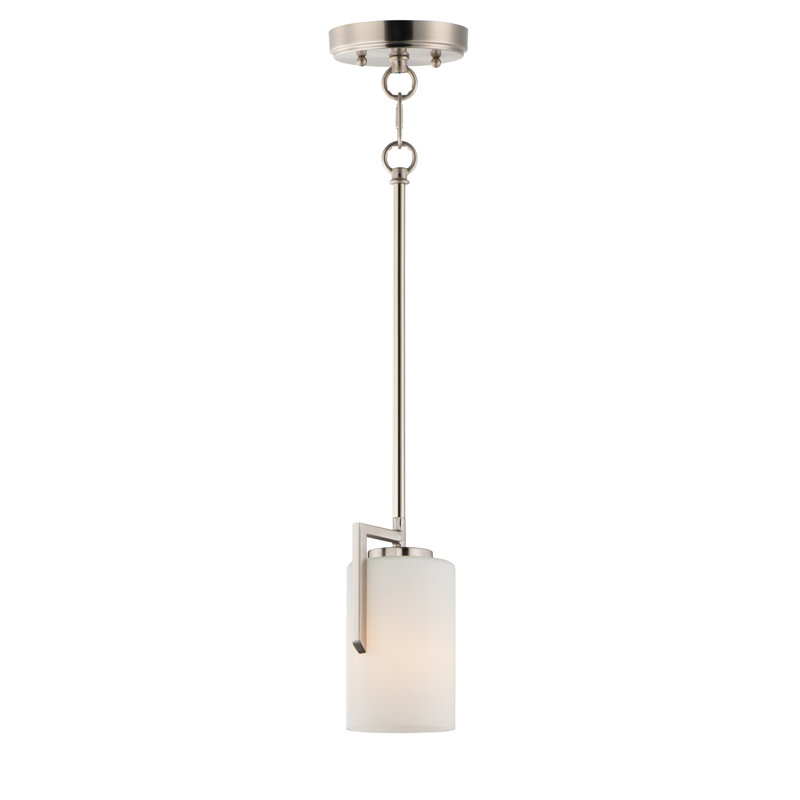 Luminaire suspendu cylindrique à 1 lumière Endsley, Nickel satiné