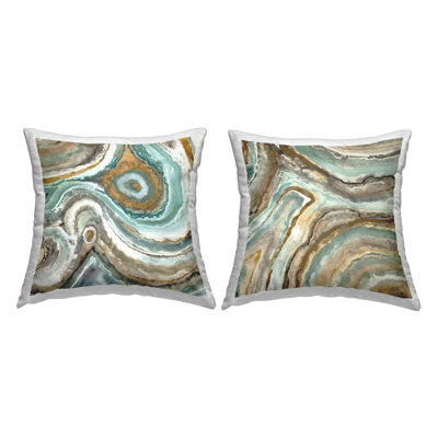 Abstract Geode Agate Pattern 2 Piece Outdoor Printed Pillow Set by Liz Jardine