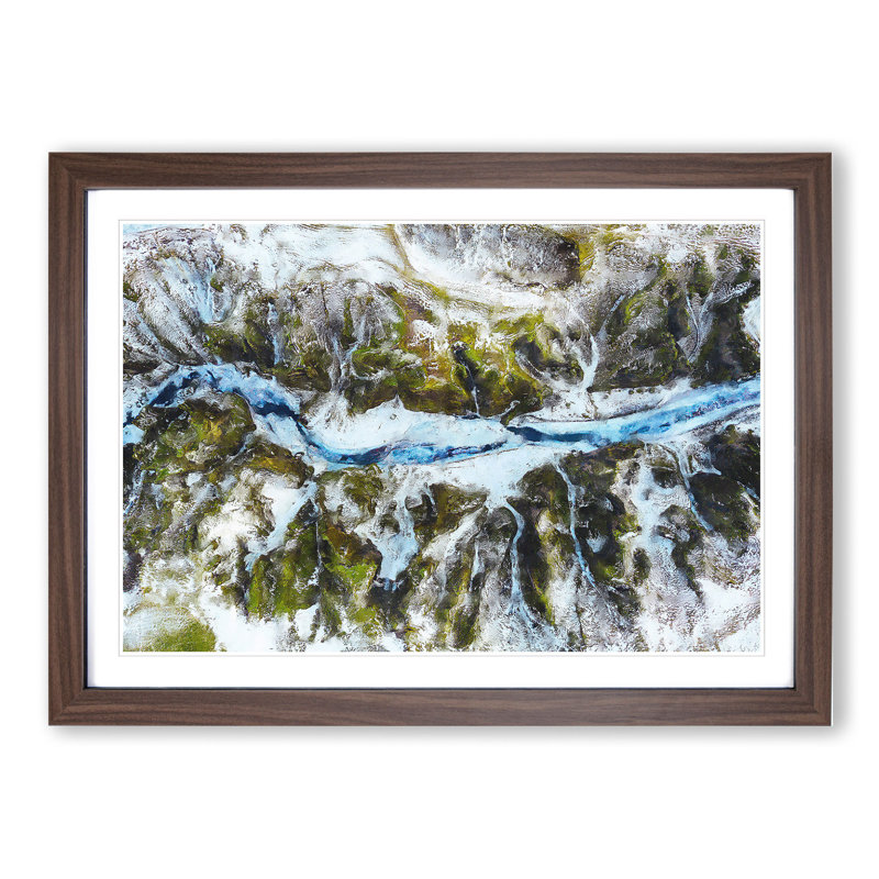 Mountain Ravine in Iceland - Framed Print, 27cm H x 36cm W x 2cm D, Walnut Framed