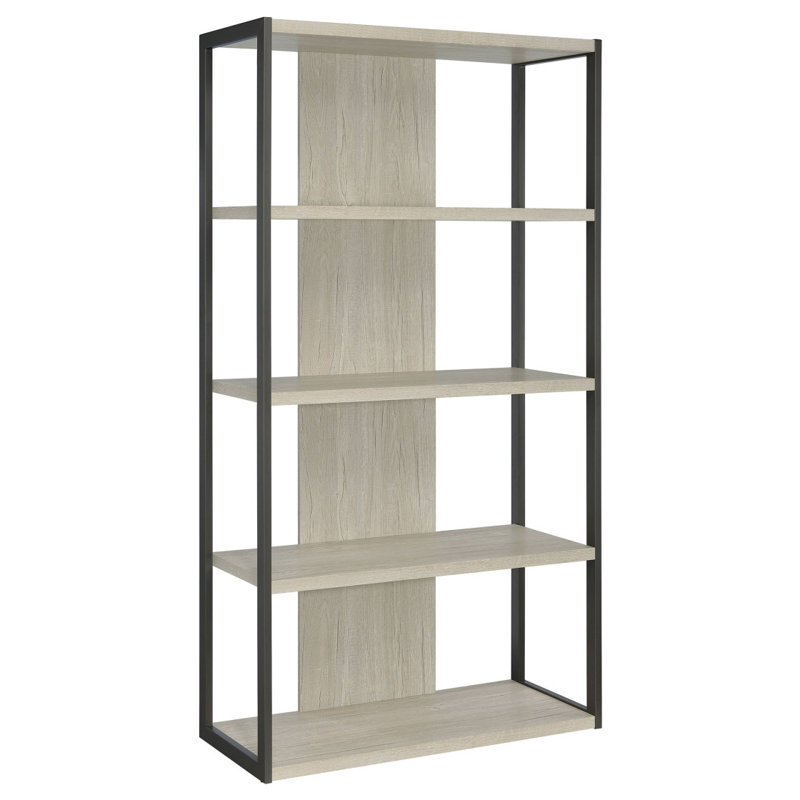 Loomis Whitewashed Grey 4-Shelf Bookshelf