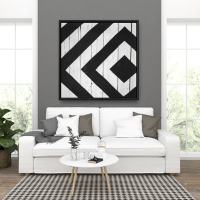 Rhombus on Wood - Patterns Gray Framed Canvas for Home Decor