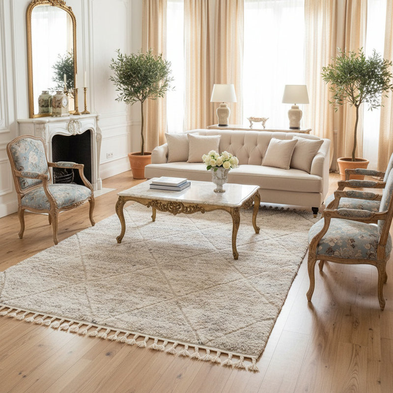 Tapis crème Talas, Carré 7 pi 11 po