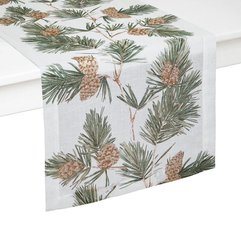 Newbury Pinecone and Evergreen Polyester Table Runner