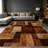 1PC distressed vintage geometric patchwork brown wood texture area rugs for Living Room, Soft and Comfortable, Suitable for all seasons, easy-to-maintain, machine washable Indoor floor mat, Under Table Farmhouse suitable for dining room, bedroom,-367822214