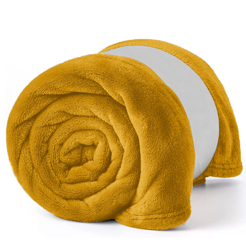 Reversible Plain Weave Fleece Throw Blanket, Yellow, Single
