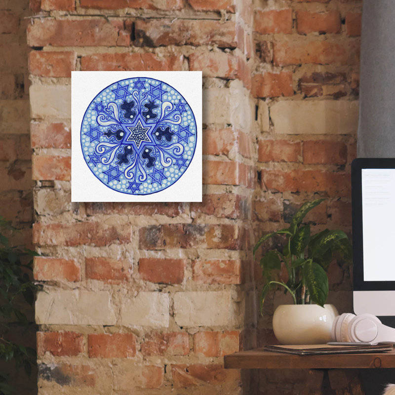 Bungalow Bungalow «Star Circle Blues» par Andrea Strongwater, art mural sur toile, H 12 po x l 12 po x P 0,75 po
