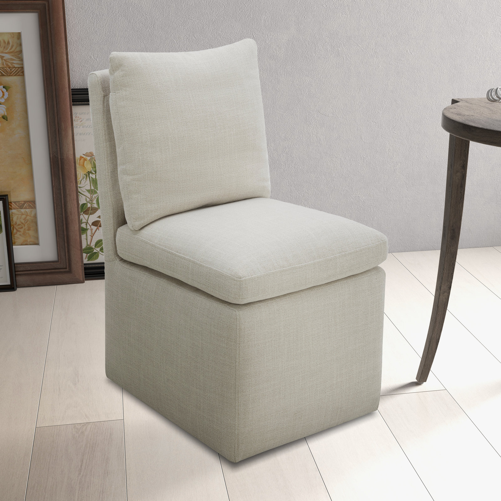 Alayaa Linen Dining Chair, Effie Linen Performance Linen