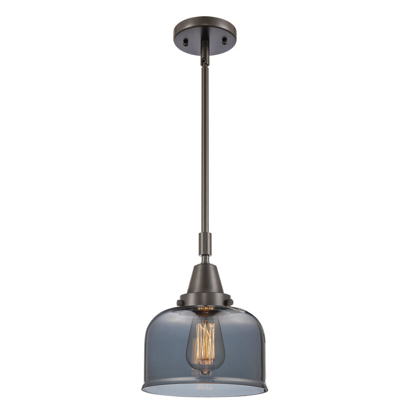 Luminaire suspendu 1 lumière à une cloche, Plaqué couleur fumée, H 44,12 po x l 8 po x P 8 po, Bronze huilé