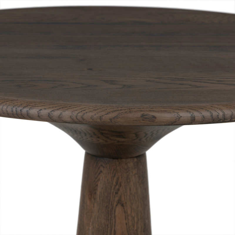Loxley Round Oak Pedestal Dining Table, 42" H x 32" W x 32" D