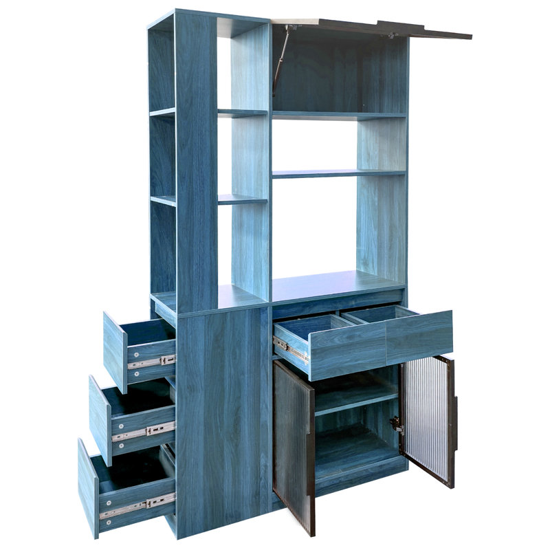 Garde-manger autoportant avec espace ouvert, Bleu