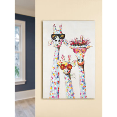 Cool Giraffes - Wrapped Canvas Painting