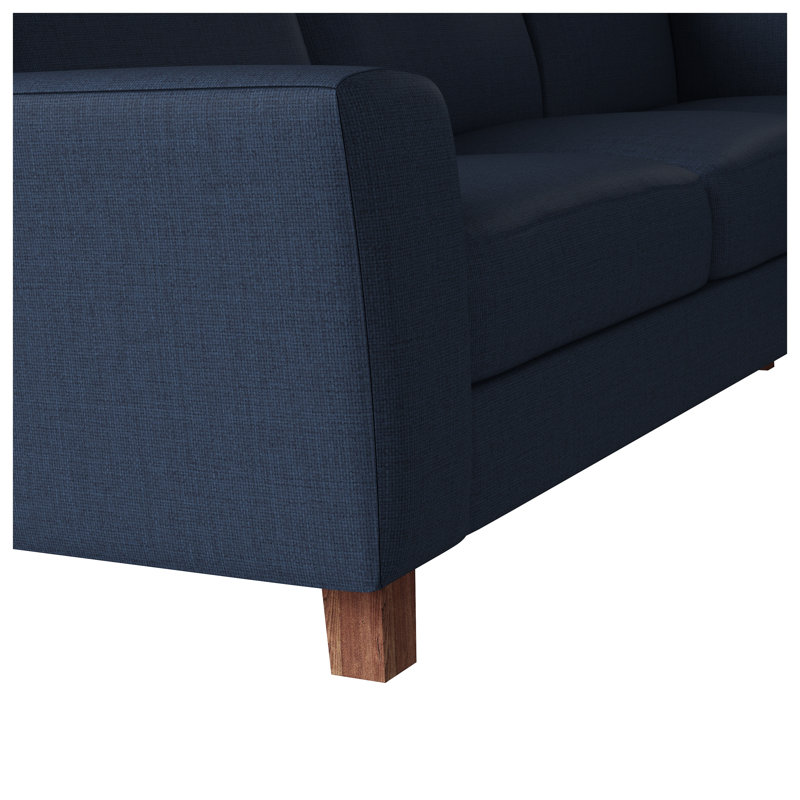Canapé modulaire modulaire en L bleu marine avec pieds en bois massif
