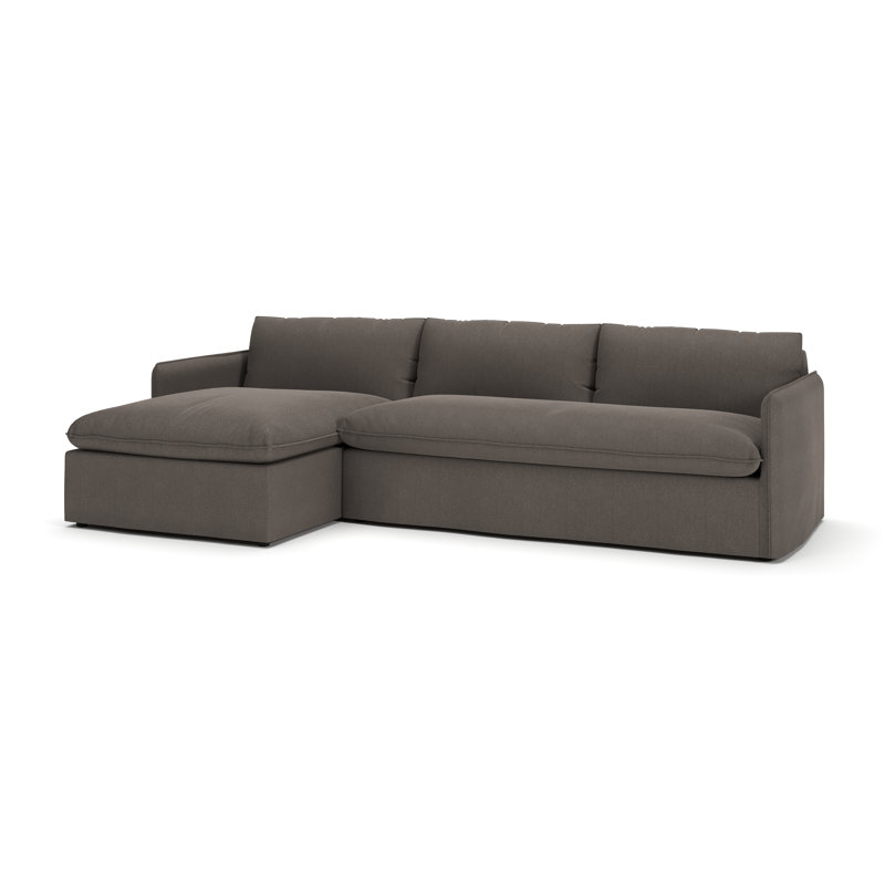 Canapé modulaire 2 pièces Bellatrix, Tissage natté gris anthracite Drusky Sustain®, Orienté à gauche (vu de face)