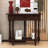 Farmhouse Narrow Wood Console Table with Drawer, Open Shelf and Curved Corner Design-130297178