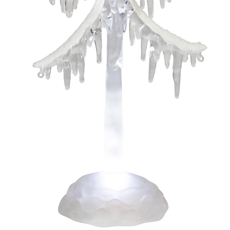 LED Lighted Acrylic Icicle Tree With Cardinals Christmas Decoration