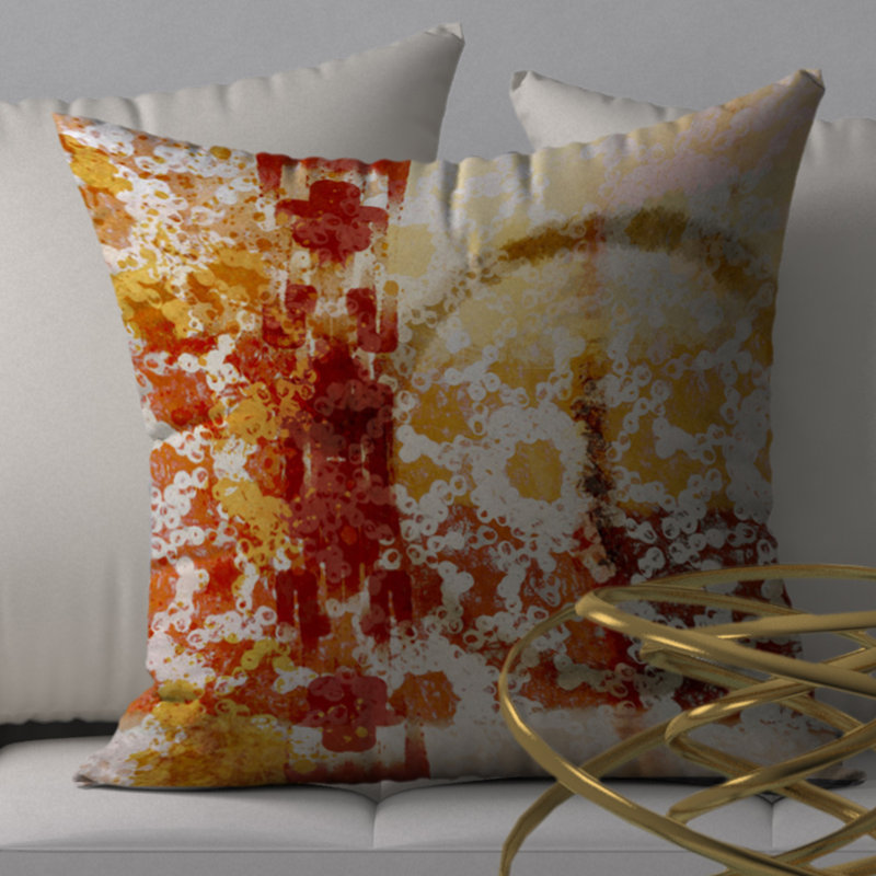 Housse de coussin carré et insert, 20 po x 20 po, Orange / abstrait brun foncé 2