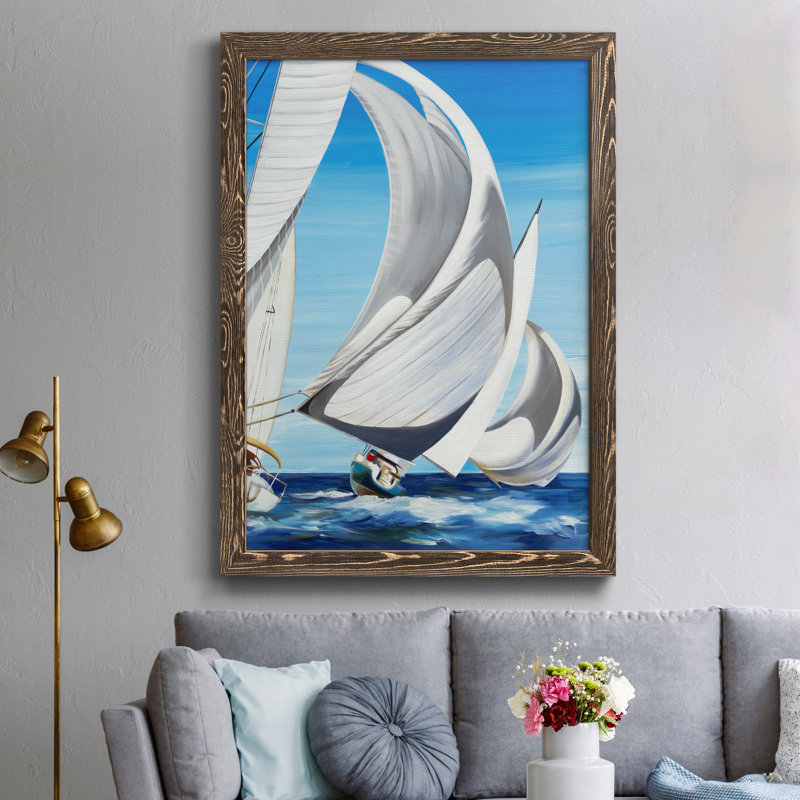 «On The Open Seas», impression sur papier encadrée, H 31 po x l 44 po x P 1 po, Noyer