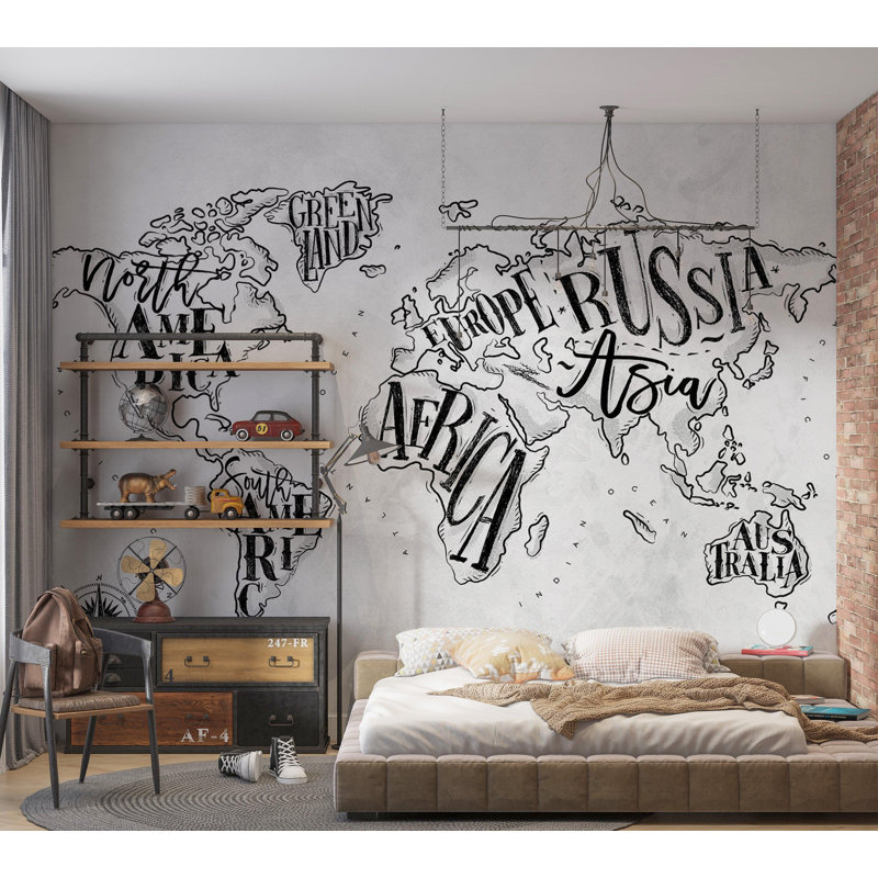 Murale carte du monde Croner Smooth, Blanc, L 41 po x l 57 po