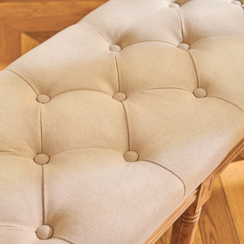 Esmantas Linen Blend Upholstered Bench, Beige