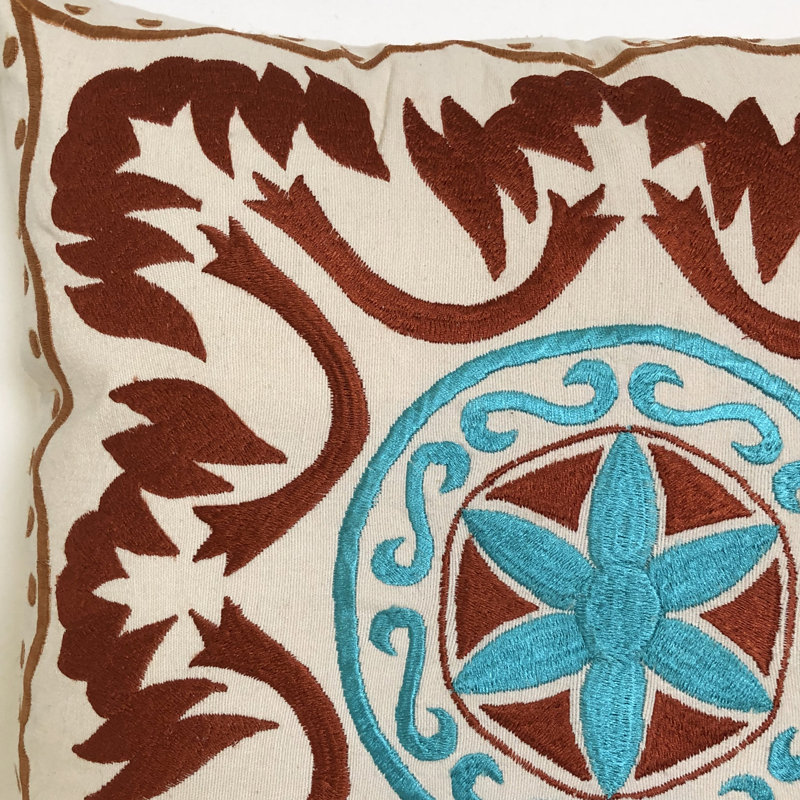 Morrocan Embroidered Cotton Throw Pillow