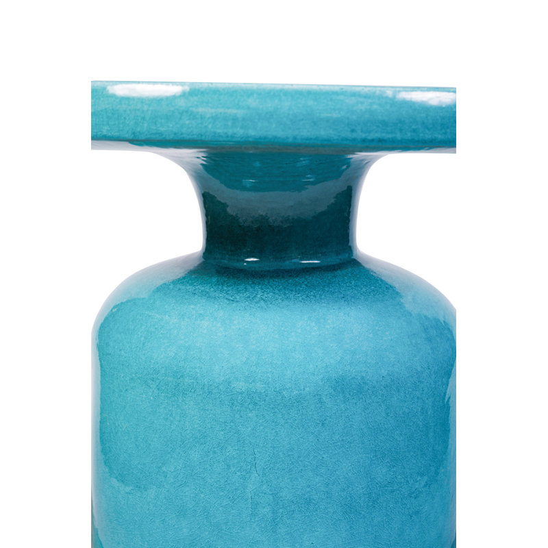 Bottle Outdoor Round Side Table, Aquamarine Gloss