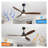 60 Inch Outdoor Ceiling Fan with Lights, Remote Control Ceiling Fan with 3 Solid Wood Blades, Noiseless DC Motor, Dimmable LED Lighting for Indoor/Outdoor Living Spaces