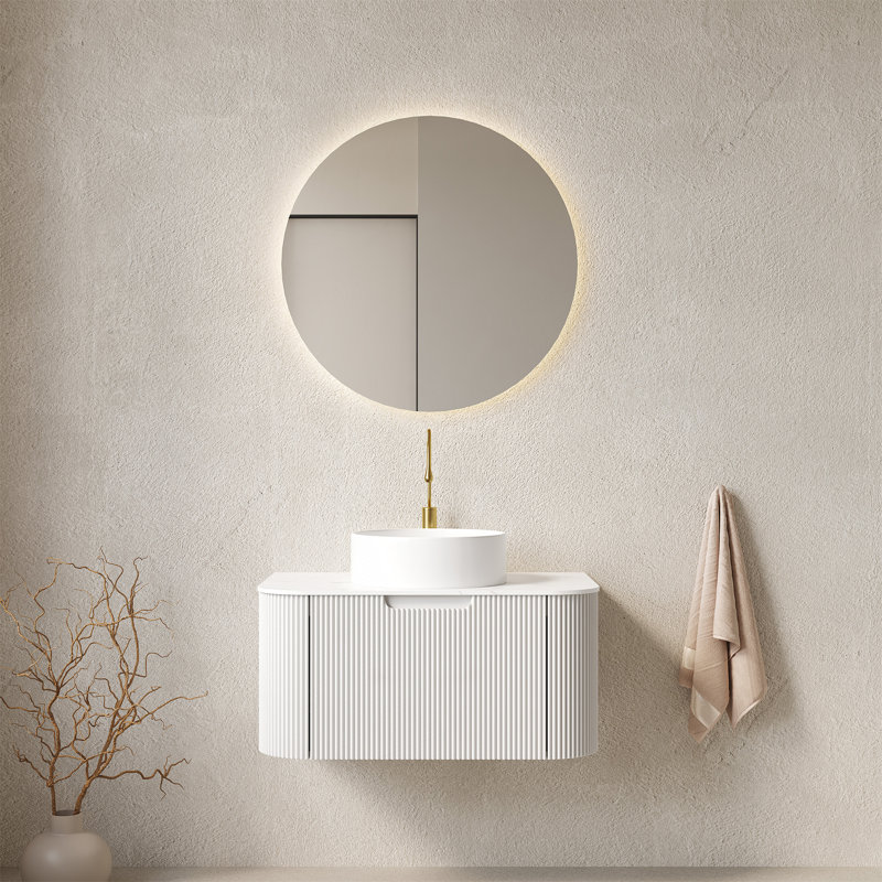 Armoire de salle de bain 30 po rayée à rebords flottants avec tiroir