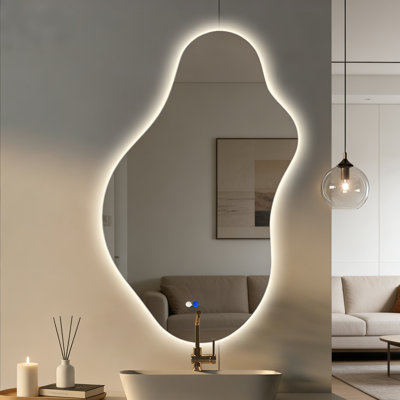 36" x 19.7" LED Bathroom Wall Mirror with Anti-Fog, Dimmable 3 Colour Temperature Lighting, Shatterproof Decorative Vanity Mirror