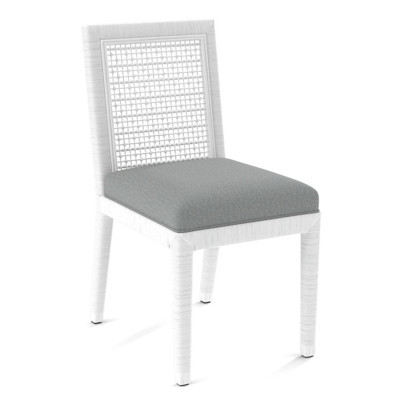 Pine Isle Side Chair, Frost White, Light Blue Performance Fabric; 0851-55