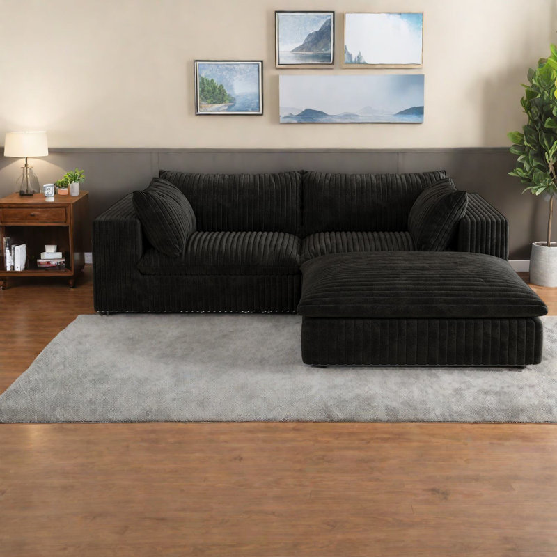 Spacious Corduroy Sofas, Modular Design, Comfortable Living Room Seating