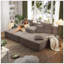 Ensemble 2 pièces surdimensionné de méridienne double, luxueux canapé-lit en velours côtelé moelleux avec 6 coussins et pochette de rangement pour les petits espaces, le cinéma maison et le salon-1607512785