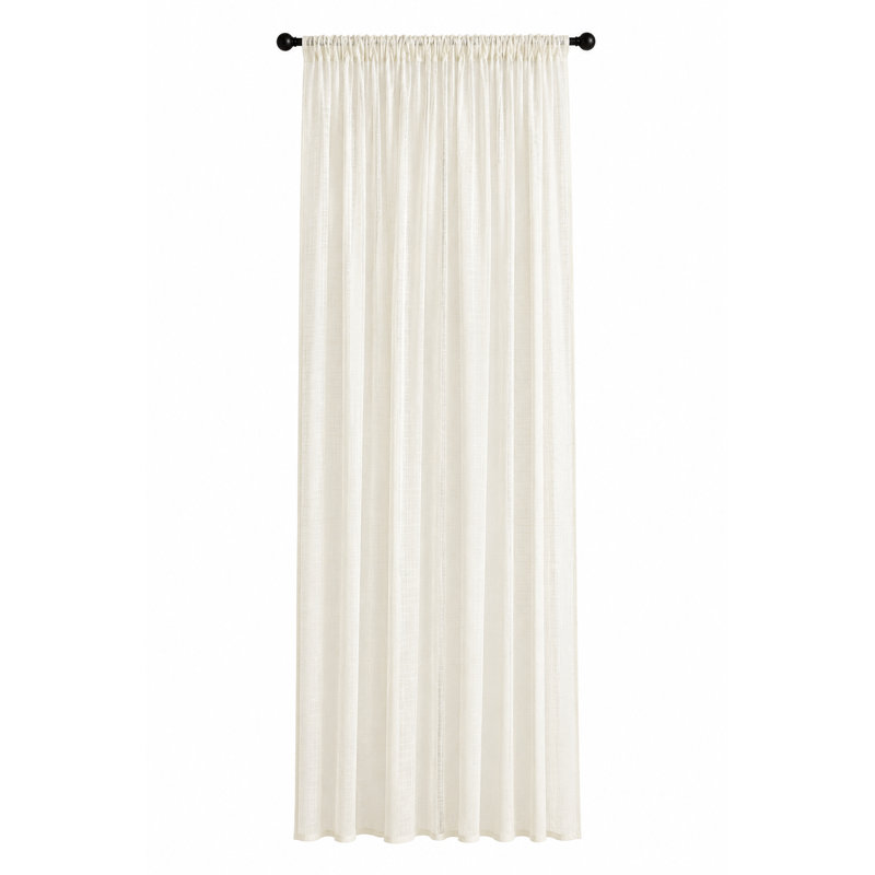 Panneau de rideau simple semi-diaphane avec passe-tringle Belarmino, 54 po x 108 po, Ivoire