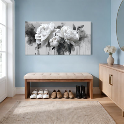 Pivoine florale, aquarelle sur toile tendue, reproduction d'art sur toile, ensemble de 1