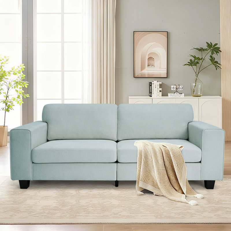 Modern Upholstered Cloud Sofa With Deep Seats And Wide Square Armrests For Living Room, Gray