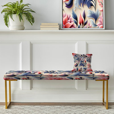 Botanical Upholstered Gold Bench
