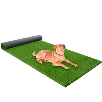 Outdoor 6.5 FT x 10 FT Artificial Grass Turf Runner Rug 1.38" Pile Height with Drainage Holes