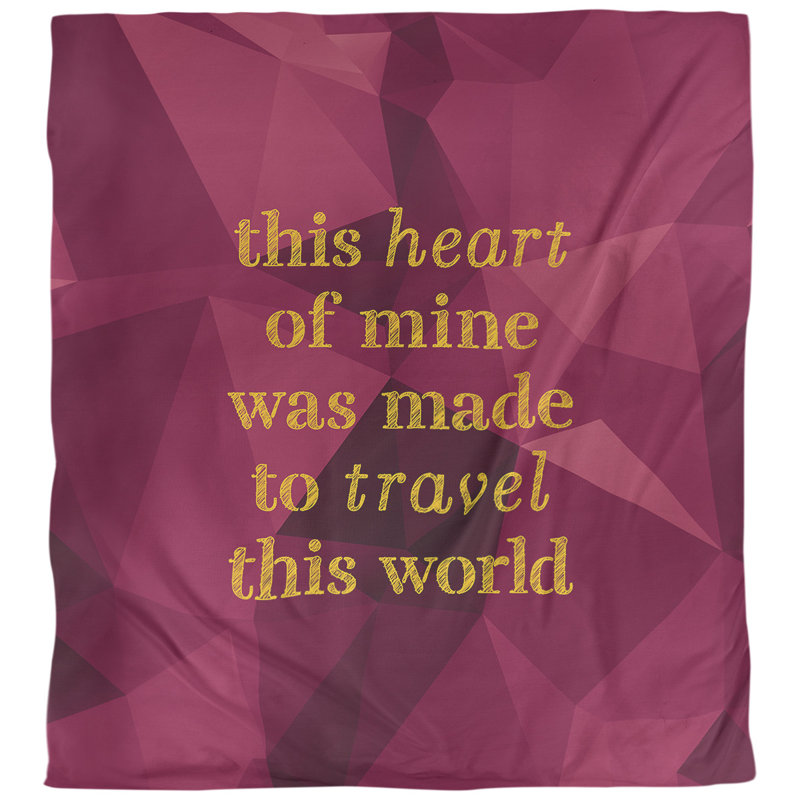 Housse de couette simple Travel Love Quote, Housse de couette pour grand lit, Spinelle / or