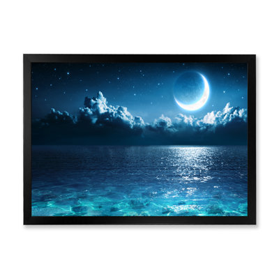 «Romantic Moon Over Deep Blue Sea I», photographie sur toile