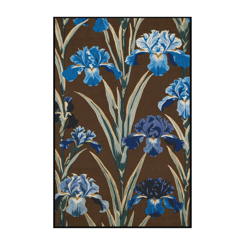 Machine Washable Botanical Brown Area Rug, Rectangle 8' x 12'