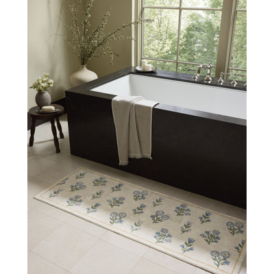 Chris Loves Julia x Loloi Clove Ivory / Lt. Blue Bath Mat