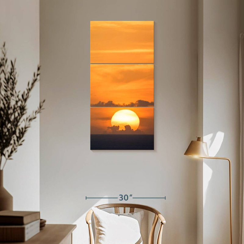Coucher de soleil brillant des Antilles, H 62 po x l 30 po