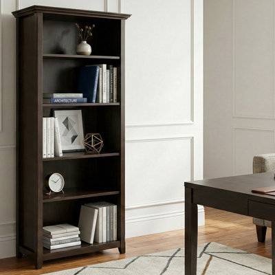 Amherst 30"W Solid Wood 5 Shelf Bookcase with Adjustable Shelves