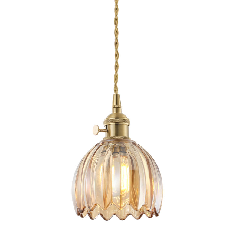 1-Amber glass round dimmable pendant light