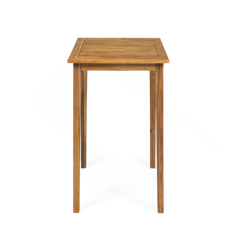 Outdoor Minimalist Acacia Wood Square Bar Table - Teak Finish, Teak