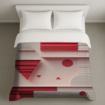 Housses de couette à formes géométriques rouges et blanches