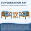 Ensemble de patio 3 pièces en bois d'acacia - 2 fauteuils club + table d'appoint pliable - Ensemble de conversation résistant aux intempéries-1049417451
