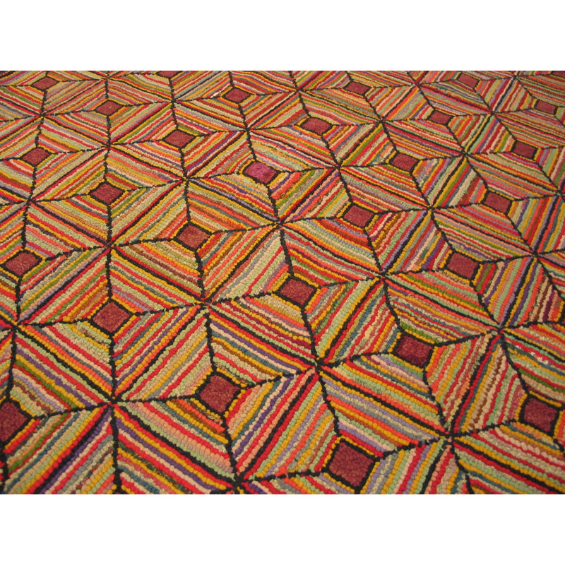 Hooked American Antique Wool Small Scatter Size 1920s Rug